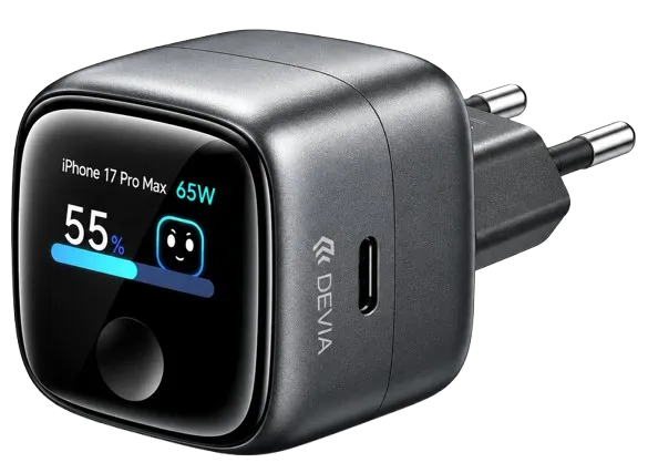 DEVIA CARGADOR MINI SMART DISPLAY 65W GRIS