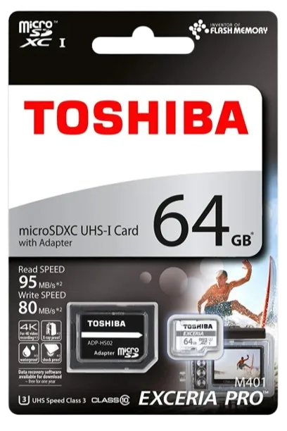 TOSHIBA TARJETA MEMORIA EXCERIA PRO M401 MICROSDXC 64GB 4K