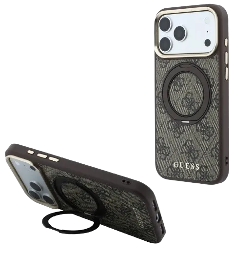 [GUHMP18X6PS4RSCLW] GUESS CARCASA MAGSAFE SOPORTE 360º 4G IPHONE 18 PRO MAX/17 PRO MAX MARRON