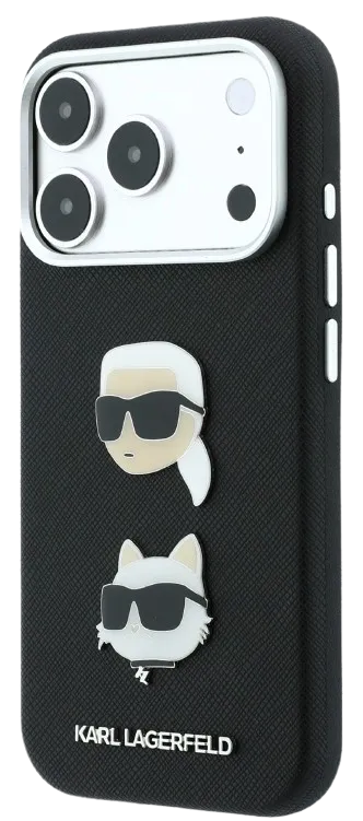 [KLHCP18LPSWFDHPK] KARL LAGERFELD CARCASA GRAINED K&C HEADS IPHONE 18 PRO/17 PRO NEGRO