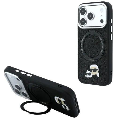 [KLHMP18XPSRSKCHK] KARL LAGERFELD CARCASA MAGSAFE SOPORTE 360º K&C PIN IPHONE 18 PRO MAX/17 PRO MAX NEGRO