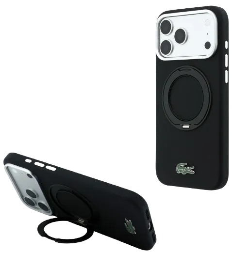 [LCHMP18XSRLK] LACOSTE CARCASA SILICONE MAGSAFE RINGSTAND IPHONE 18 PRO MAX/17 PRO MAX NEGRO