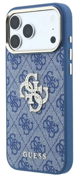 GUESS CARCASA 4G STRASS DIAMOND LOGO IPHONE 18 PRO MAX/17 PRO MAX AZUL