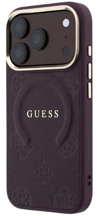 GUESS CARCASA MAGSAFE SAFFIANO PEONY RING IPHONE 18 PRO MAX/17 PRO MAX BURDEOS
