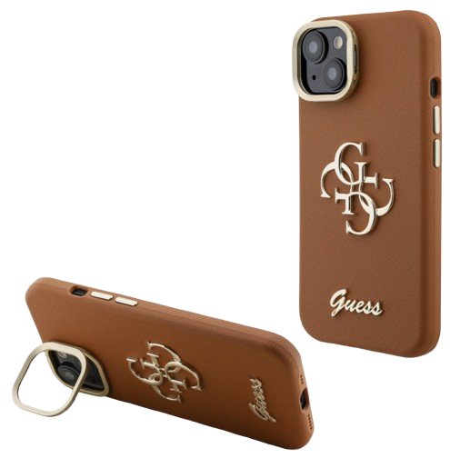 GUESS CARCASA GRAINED 4G SOPORTE CAMARA IPHONE 13 MARRON