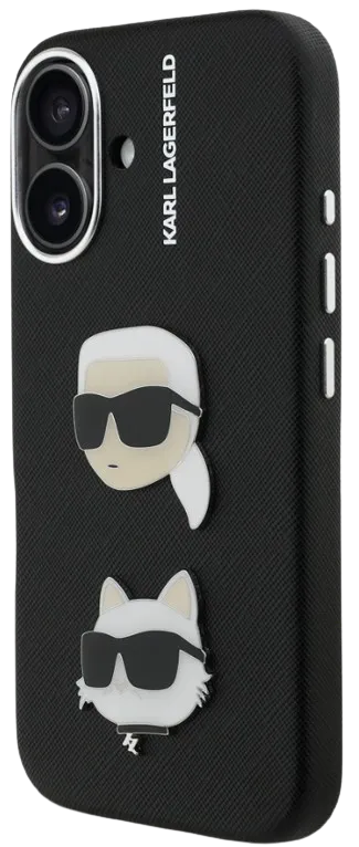 KARL LAGERFELD CARCASA GRAINED K&C HEADS IPHONE 16 NEGRO