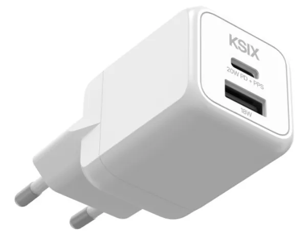 KSIX CARGADOR DUAL PD 20w 1xUSB-A / 1xUSB-C