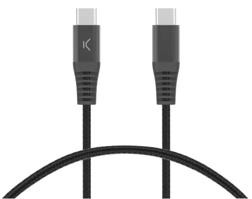 KSIX CABLE TRENZADO 65W TIPO C - TIPO C 1m NEGRO