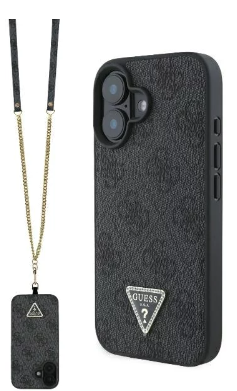 GUESS CARCASA STRASS CROSSBODY IPHONE 16 NEGRO