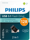 PHILIPS PENDRIVE 2 EN 1 USB + USBc 128GB NEGRO