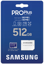 SAMSUNG TARJETA MICRO SDXC CLASE 10 PRO PLUS 512GB 180MBs