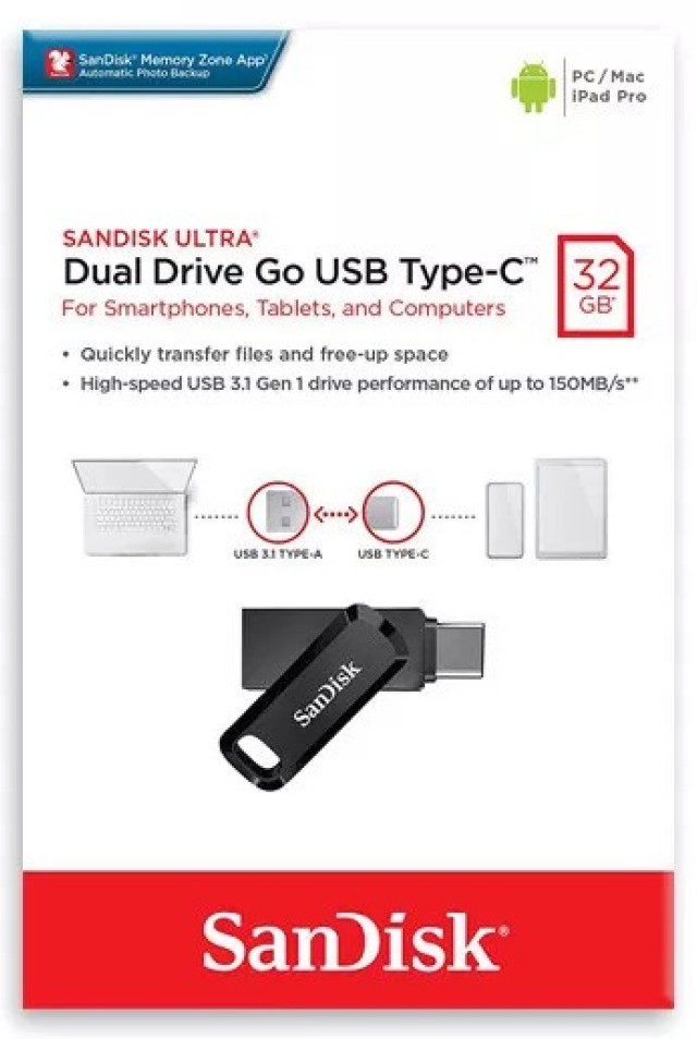 SANDISK PENDRIVE DUAL DRIVE USB 3.1-TYPE C 32GB