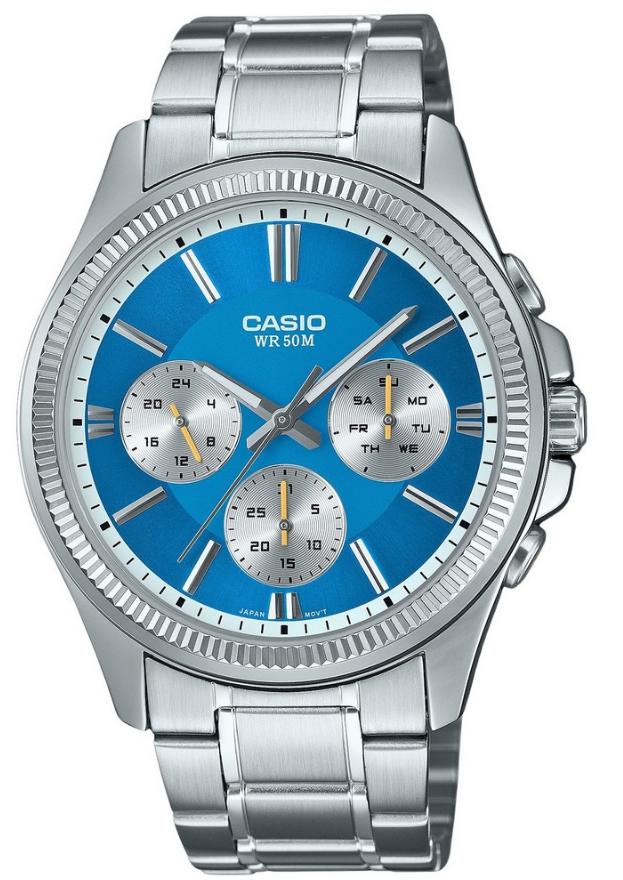 CASIO RELOJ MTP-1375D-2A2VDF ESFERA AZUL HIELO CORREA ACERO