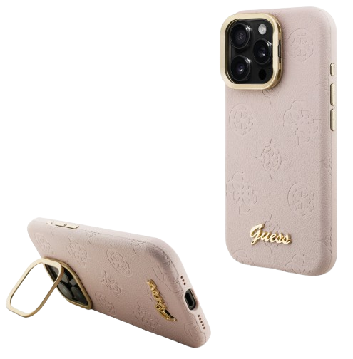 GUESS CARCASA GRAINED PEONY SOPORTE CAMARA IPHONE 16 PRO MAX ROSA