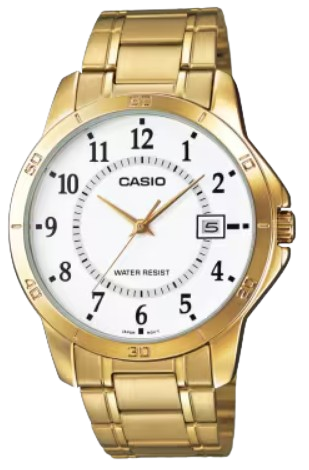 CASIO RELOJ MTP-V004G-7B ESFERA BLANCA / CORREA DORADA