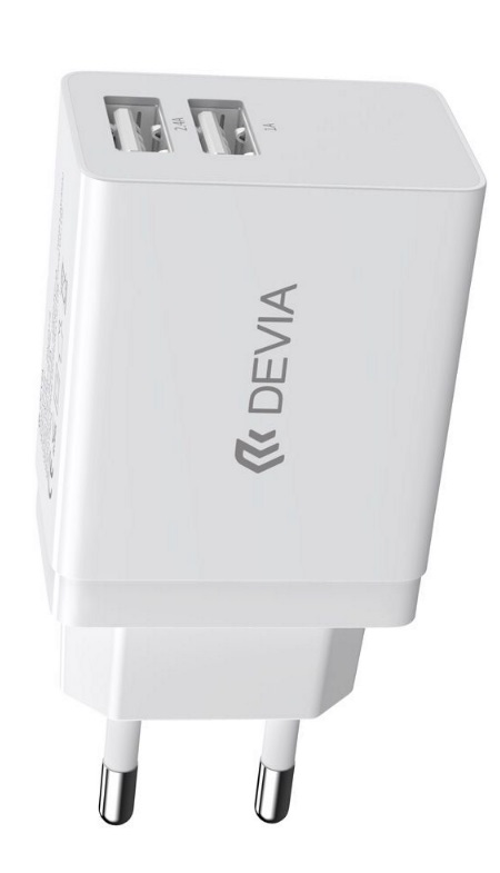 DEVIA CARGADOR DOBLE USB 2.4A CARGA RAPIDA BLANCO