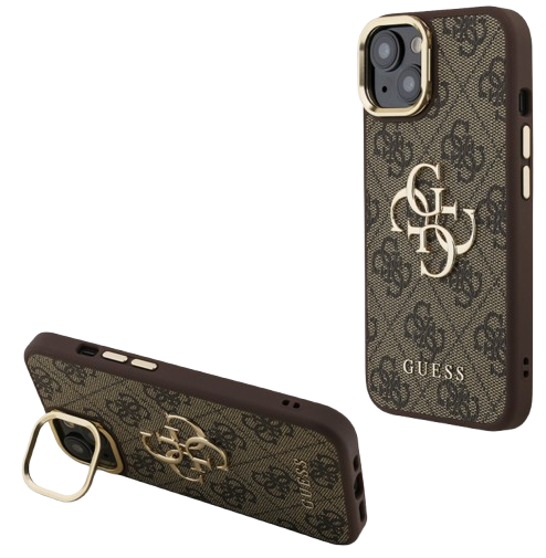 GUESS CARCASA 4G SOPORTE CAMARA IPHONE 15 MARRON