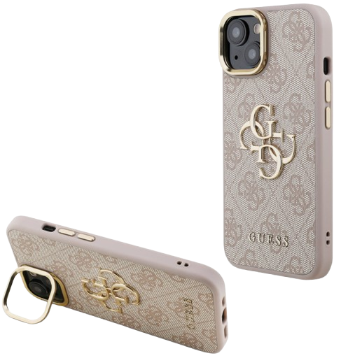 GUESS CARCASA 4G SOPORTE CAMARA IPHONE 15 ROSA