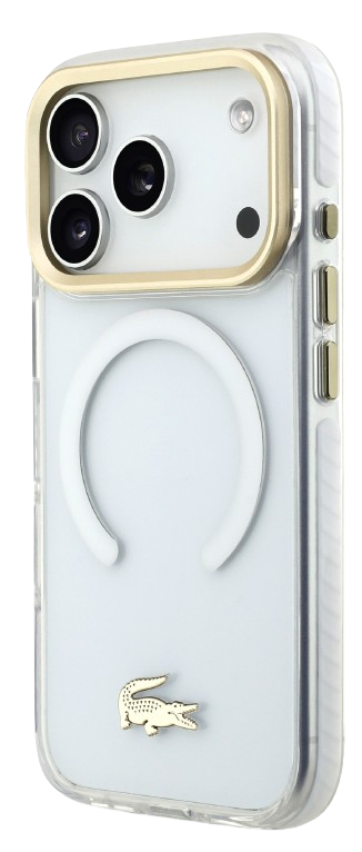 LACOSTE CARCASA MAGSAFE SHOCKPROOF IPHONE 17 PRO DORADO/BLANCO