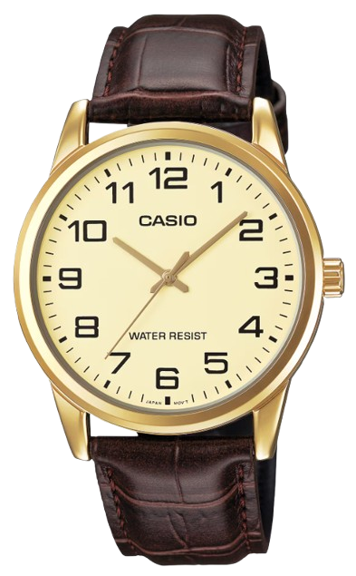 CASIO RELOJ MTP-V001GL-9B ESFERA DORADA / CORREA CUERO MARRON