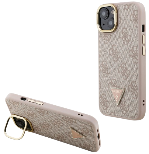 GUESS CARCASA MAGSAFE 4G TRIANGLE SOPORTE CAMARA IPHONE 13 ROSA
