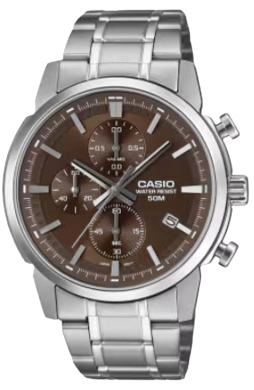 CASIO RELOJ MTP-E510D-5A MARRON / CORREA ACERO