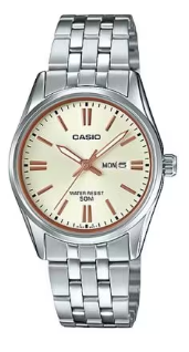 CASIO RELOJ LTP-1335D-9A ESFERA BEIGE / ACERO