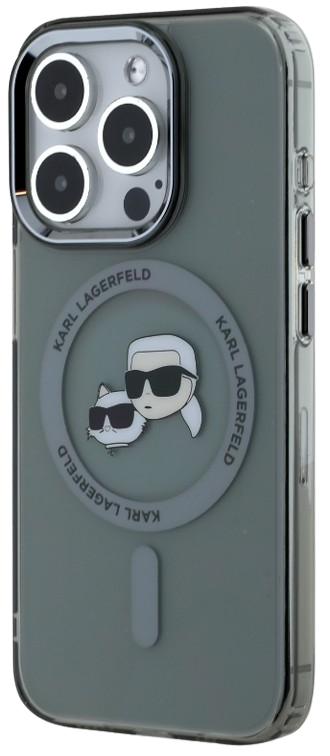 KARL LAGERFELD CARCASA MAGSAFE IML K&C HEADS IPHONE 15 PRO MAX NEGRO