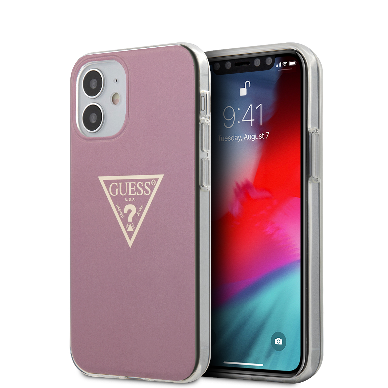 GUESS carcasa METALLIC iphone 12 MINI ROSA