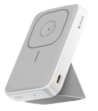 DEVIA BATERIA AUXILIAR MAGNETICA CON SOPORTE 3 EN 1 10000mAh BLANCO