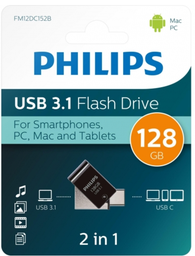 [FM12DC152B] PHILIPS PENDRIVE 2 EN 1 USB + USBc 128GB NEGRO