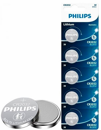 PHILIPS 5 PILAS DE BOTON CR2032 3V