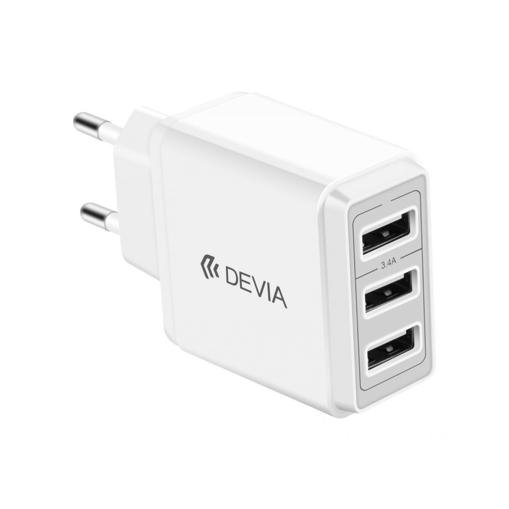 DEVIA CARGADOR TRIPLE USB 3.4A CARGA RAPIDA 17W