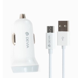 [DSTSMCM2] DEVIA CARGADOR COCHE DUAL USB 3.1A + CABLE MICRO A USB BLANCO